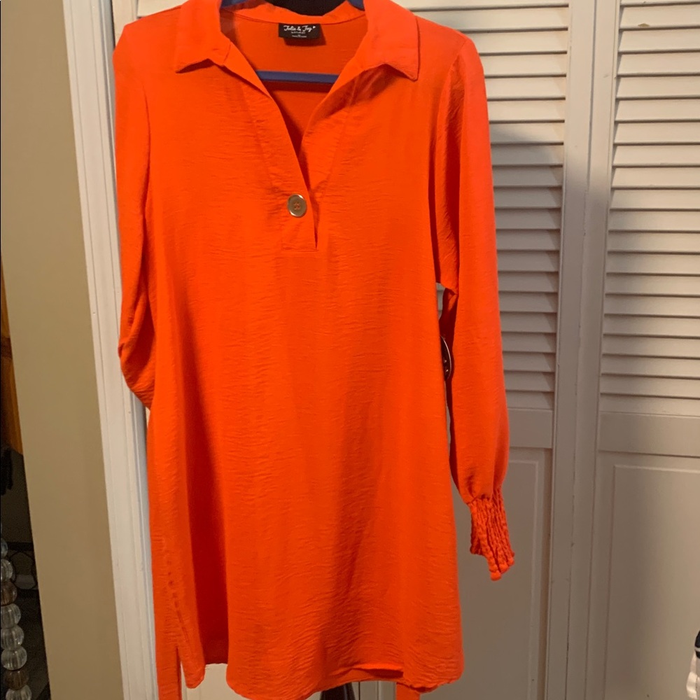 NWT.  Jolie and Joy Vibrant Orange Tunic Top.